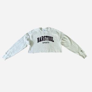Champion Barstool Sports Cropped Sweatshirt Women Size M Grey Crewneck Casual